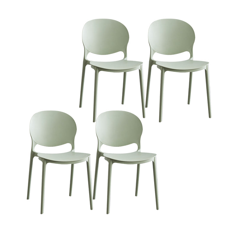 Plastic Scandinavian Indoor-Outdoor Chair Open Back Side Chair Green 4 Piece Set Clearhalo ' kitchen&dining_furn' 'Dining Chairs' 'Dining Tables & Seating' 'dining_chair' 'furn' 'furn_dining_chair' 'Furniture' 'furniture_dining_chair' 'Kitchen & Dining Furniture' 'kitchen' 4523853