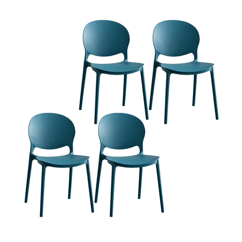 Plastic Scandinavian Indoor-Outdoor Chair Open Back Side Chair Peacock Blue 4 Piece Set Clearhalo ' kitchen&dining_furn' 'Dining Chairs' 'Dining Tables & Seating' 'dining_chair' 'furn' 'furn_dining_chair' 'Furniture' 'furniture_dining_chair' 'Kitchen & Dining Furniture' 'kitchen' 4523856