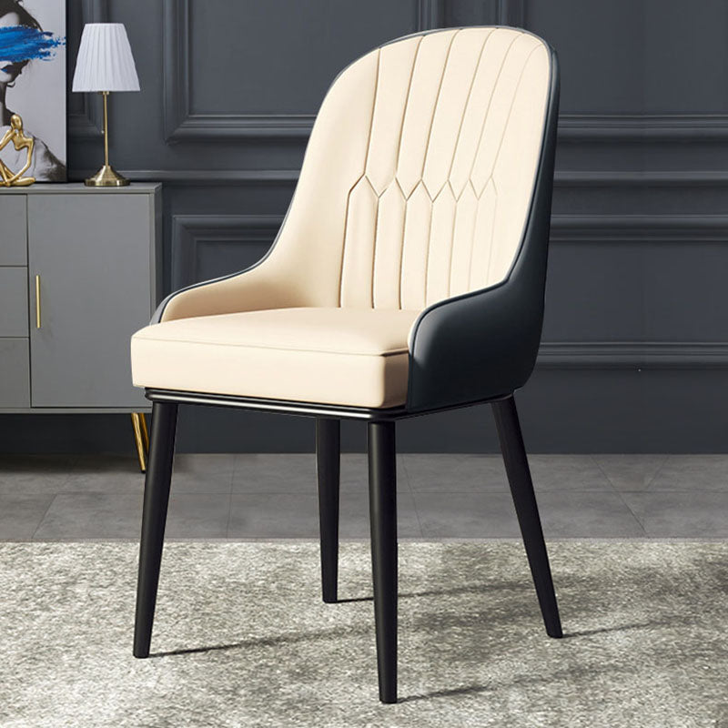 Scandinavian Design Solid Back Dining Side Chairs Leather Dining Side Chair Clearhalo ' kitchen&dining_furn' 'Dining Chairs' 'Dining Tables & Seating' 'dining_chair' 'furn' 'furn_dining_chair' 'Furniture' 'furniture_dining_chair' 'Kitchen & Dining Furniture' 'kitchen' 4523861