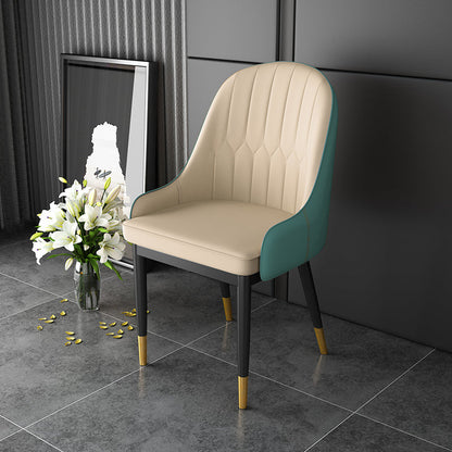 Scandinavian Design Solid Back Dining Side Chairs Leather Dining Side Chair Navy-White 1 Piece Clearhalo ' kitchen&dining_furn' 'Dining Chairs' 'Dining Tables & Seating' 'dining_chair' 'furn' 'furn_dining_chair' 'Furniture' 'furniture_dining_chair' 'Kitchen & Dining Furniture' 'kitchen' 4523862