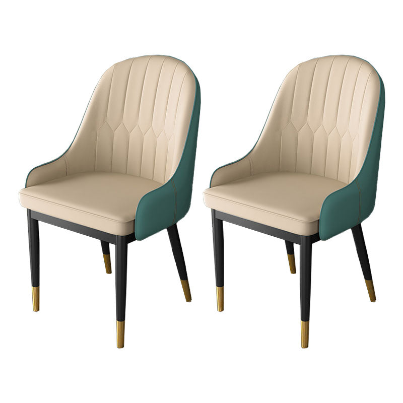 Scandinavian Design Solid Back Dining Side Chairs Leather Dining Side Chair Navy-White 2 Piece Set Clearhalo ' kitchen&dining_furn' 'Dining Chairs' 'Dining Tables & Seating' 'dining_chair' 'furn' 'furn_dining_chair' 'Furniture' 'furniture_dining_chair' 'Kitchen & Dining Furniture' 'kitchen' 4523864