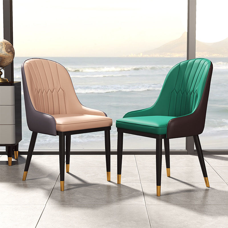 Scandinavian Design Solid Back Dining Side Chairs Leather Dining Side Chair Clearhalo ' kitchen&dining_furn' 'Dining Chairs' 'Dining Tables & Seating' 'dining_chair' 'furn' 'furn_dining_chair' 'Furniture' 'furniture_dining_chair' 'Kitchen & Dining Furniture' 'kitchen' 4523865