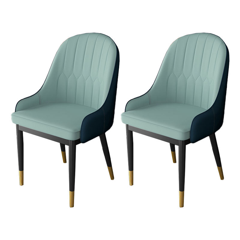 Scandinavian Design Solid Back Dining Side Chairs Leather Dining Side Chair Green-Blue 2 Piece Set Clearhalo ' kitchen&dining_furn' 'Dining Chairs' 'Dining Tables & Seating' 'dining_chair' 'furn' 'furn_dining_chair' 'Furniture' 'furniture_dining_chair' 'Kitchen & Dining Furniture' 'kitchen' 4523869