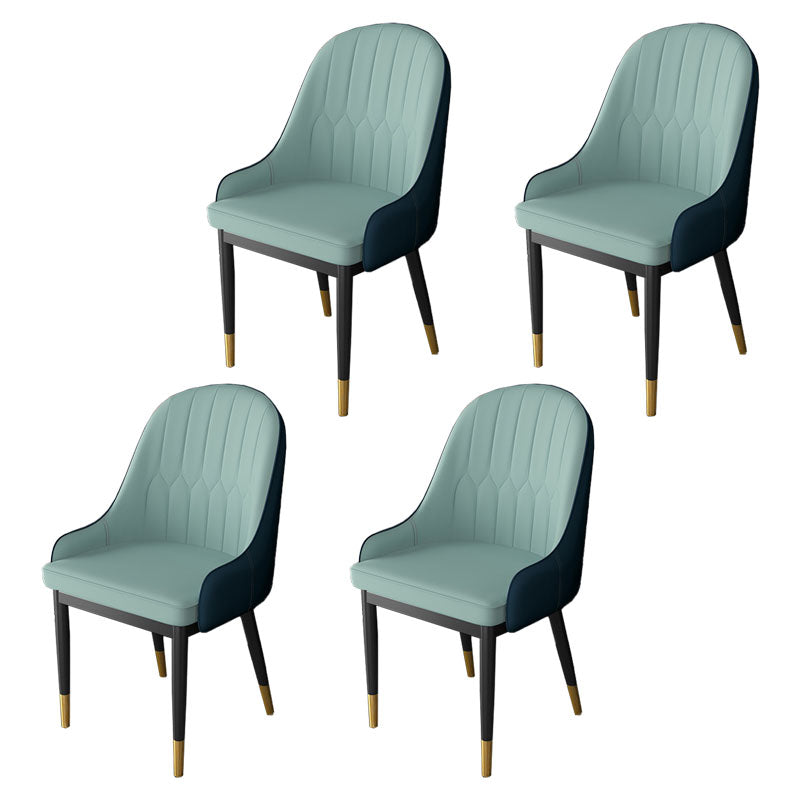 Scandinavian Design Solid Back Dining Side Chairs Leather Dining Side Chair Green-Blue 4 Piece Set Clearhalo ' kitchen&dining_furn' 'Dining Chairs' 'Dining Tables & Seating' 'dining_chair' 'furn' 'furn_dining_chair' 'Furniture' 'furniture_dining_chair' 'Kitchen & Dining Furniture' 'kitchen' 4523872