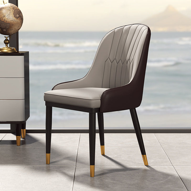 Scandinavian Design Solid Back Dining Side Chairs Leather Dining Side Chair Clearhalo ' kitchen&dining_furn' 'Dining Chairs' 'Dining Tables & Seating' 'dining_chair' 'furn' 'furn_dining_chair' 'Furniture' 'furniture_dining_chair' 'Kitchen & Dining Furniture' 'kitchen' 4523880