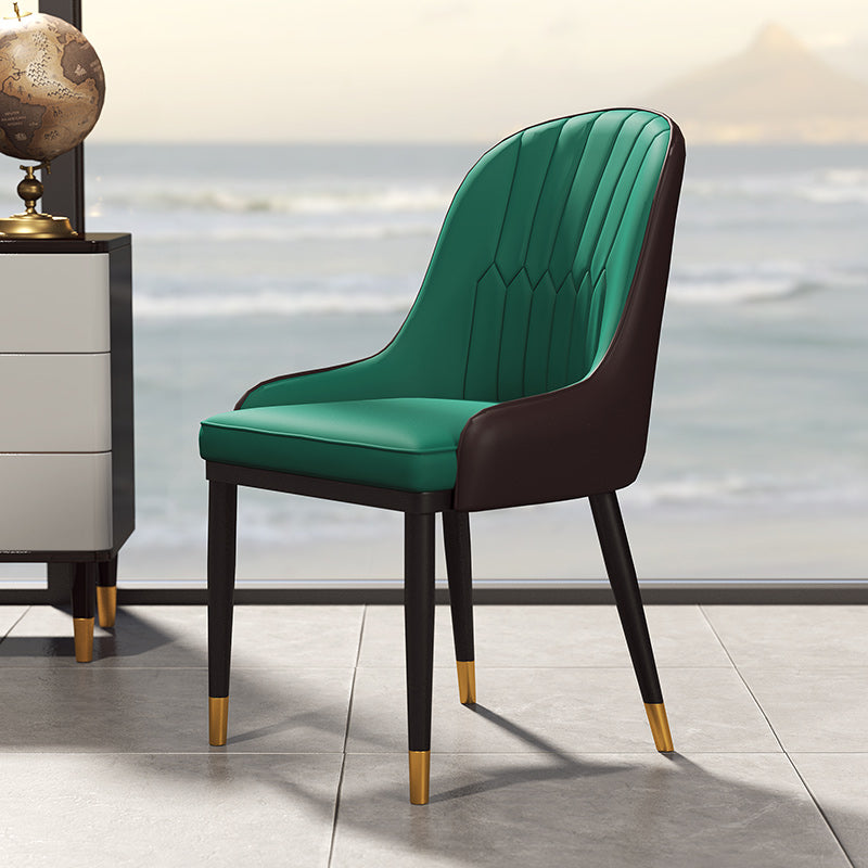 Scandinavian Design Solid Back Dining Side Chairs Leather Dining Side Chair Green Khaki 1 Piece Clearhalo ' kitchen&dining_furn' 'Dining Chairs' 'Dining Tables & Seating' 'dining_chair' 'furn' 'furn_dining_chair' 'Furniture' 'furniture_dining_chair' 'Kitchen & Dining Furniture' 'kitchen' 4523885