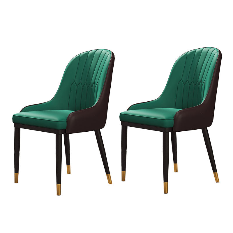 Scandinavian Design Solid Back Dining Side Chairs Leather Dining Side Chair Green Khaki 2 Piece Set Clearhalo ' kitchen&dining_furn' 'Dining Chairs' 'Dining Tables & Seating' 'dining_chair' 'furn' 'furn_dining_chair' 'Furniture' 'furniture_dining_chair' 'Kitchen & Dining Furniture' 'kitchen' 4523886