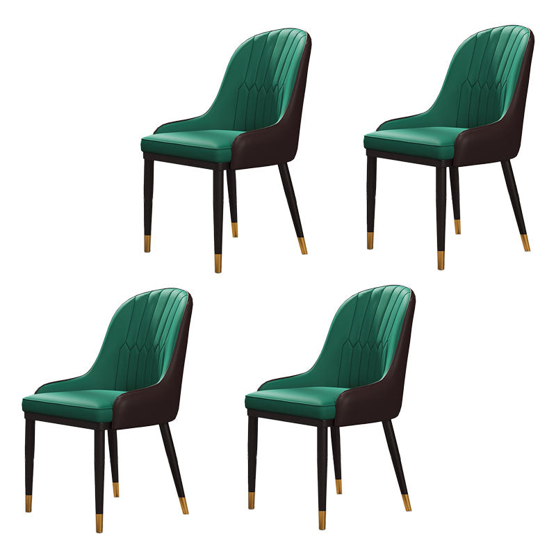 Scandinavian Design Solid Back Dining Side Chairs Leather Dining Side Chair Green Khaki 4 Piece Set Clearhalo ' kitchen&dining_furn' 'Dining Chairs' 'Dining Tables & Seating' 'dining_chair' 'furn' 'furn_dining_chair' 'Furniture' 'furniture_dining_chair' 'Kitchen & Dining Furniture' 'kitchen' 4523887