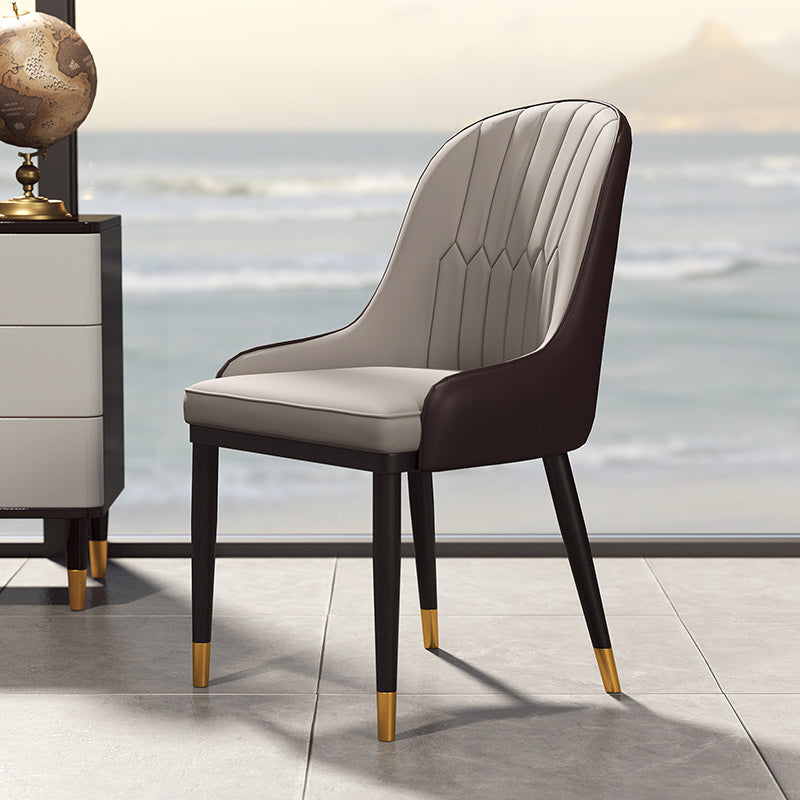 Scandinavian Design Solid Back Dining Side Chairs Leather Dining Side Chair Taupe 1 Piece Clearhalo ' kitchen&dining_furn' 'Dining Chairs' 'Dining Tables & Seating' 'dining_chair' 'furn' 'furn_dining_chair' 'Furniture' 'furniture_dining_chair' 'Kitchen & Dining Furniture' 'kitchen' 4523888