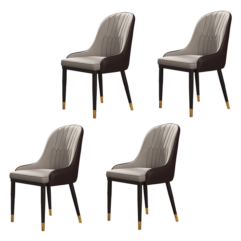Scandinavian Design Solid Back Dining Side Chairs Leather Dining Side Chair Taupe 4 Piece Set Clearhalo ' kitchen&dining_furn' 'Dining Chairs' 'Dining Tables & Seating' 'dining_chair' 'furn' 'furn_dining_chair' 'Furniture' 'furniture_dining_chair' 'Kitchen & Dining Furniture' 'kitchen' 4523890