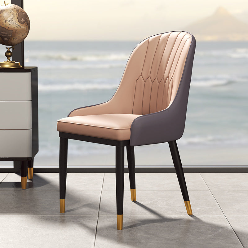 Scandinavian Design Solid Back Dining Side Chairs Leather Dining Side Chair Gray-Pink 1 Piece Clearhalo ' kitchen&dining_furn' 'Dining Chairs' 'Dining Tables & Seating' 'dining_chair' 'furn' 'furn_dining_chair' 'Furniture' 'furniture_dining_chair' 'Kitchen & Dining Furniture' 'kitchen' 4523891