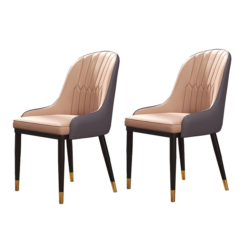 Scandinavian Design Solid Back Dining Side Chairs Leather Dining Side Chair Gray-Pink 2 Piece Set Clearhalo ' kitchen&dining_furn' 'Dining Chairs' 'Dining Tables & Seating' 'dining_chair' 'furn' 'furn_dining_chair' 'Furniture' 'furniture_dining_chair' 'Kitchen & Dining Furniture' 'kitchen' 4523892