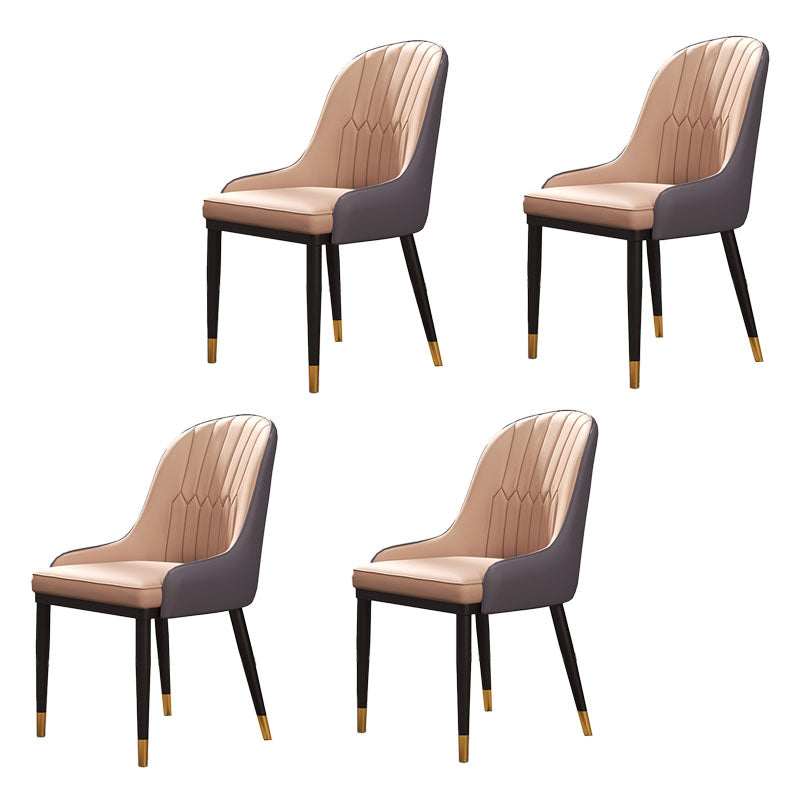 Scandinavian Design Solid Back Dining Side Chairs Leather Dining Side Chair Gray-Pink 4 Piece Set Clearhalo ' kitchen&dining_furn' 'Dining Chairs' 'Dining Tables & Seating' 'dining_chair' 'furn' 'furn_dining_chair' 'Furniture' 'furniture_dining_chair' 'Kitchen & Dining Furniture' 'kitchen' 4523893