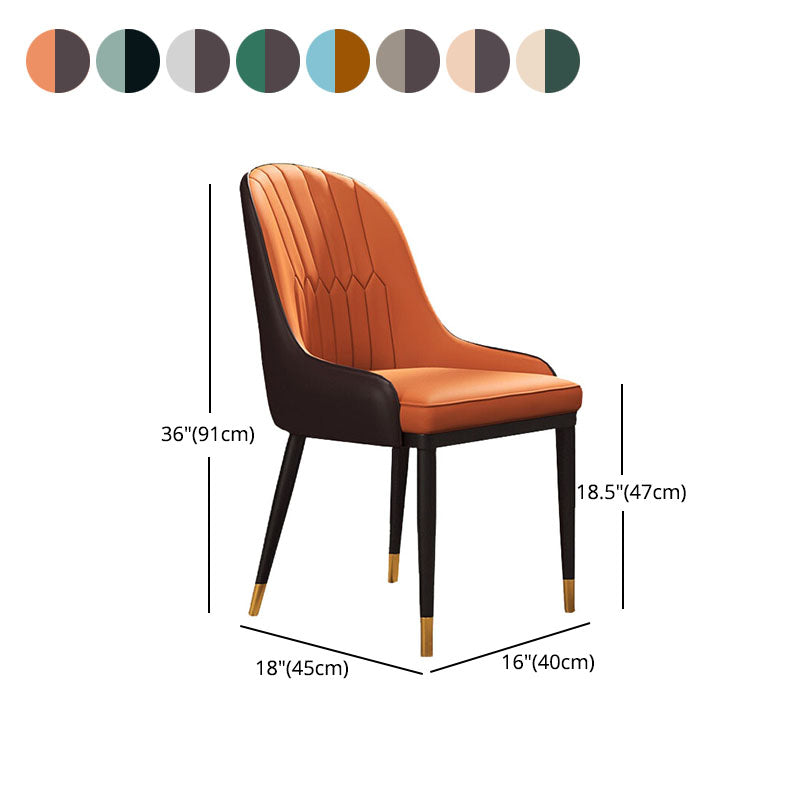 Scandinavian Design Solid Back Dining Side Chairs Leather Dining Side Chair Clearhalo ' kitchen&dining_furn' 'Dining Chairs' 'Dining Tables & Seating' 'dining_chair' 'furn' 'furn_dining_chair' 'Furniture' 'furniture_dining_chair' 'Kitchen & Dining Furniture' 'kitchen' 4523897