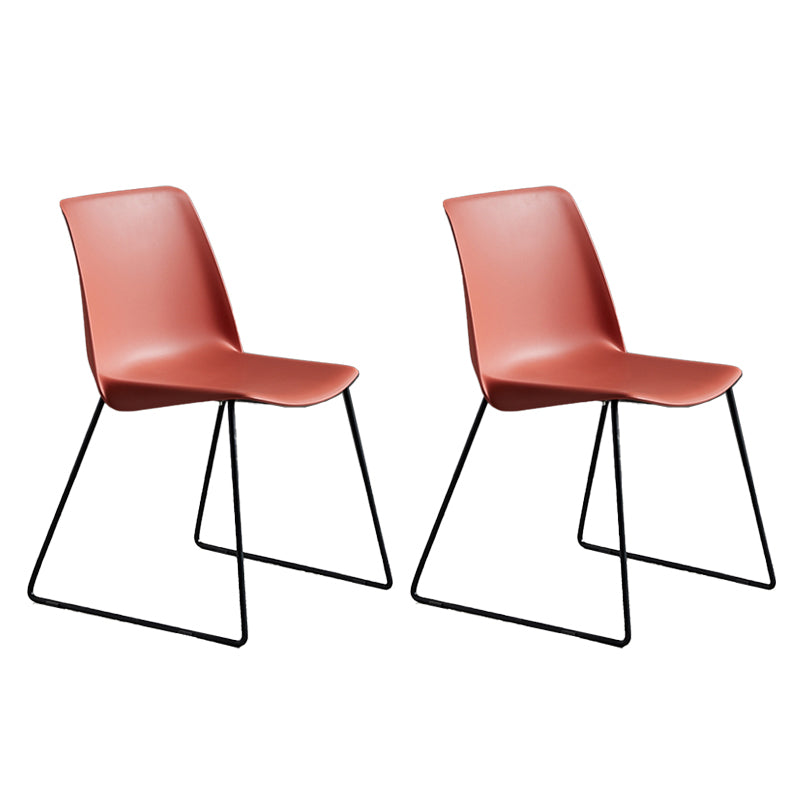 Industrial Style Plastic Dining Armless Chairs Solid Back Armless Dining Chair Red Set of 2 Clearhalo ' kitchen&dining_furn' 'Dining Chairs' 'Dining Tables & Seating' 'dining_chair' 'Furniture' 'furniture_dining_chair' 'Kitchen & Dining Furniture' 'kitchen' 4523899