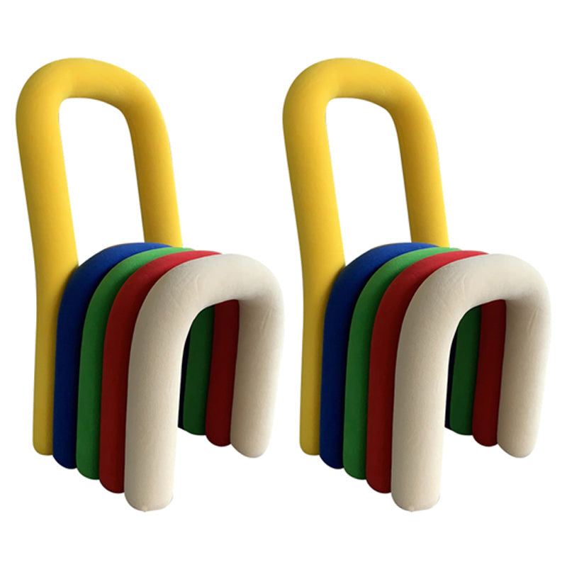 Contemporary Velvet Armless Dining Chair Metal Dining Room Chairs for Home Use White-Green-Yellow 2 Piece Set Clearhalo ' kitchen&dining_furn' 'Dining Chairs' 'Dining Tables & Seating' 'dining_chair' 'furn' 'furn_dining_chair' 'Furniture' 'furniture_dining_chair' 'Kitchen & Dining Furniture' 'kitchen' 4523956