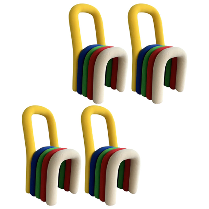 Contemporary Velvet Armless Dining Chair Metal Dining Room Chairs for Home Use White-Green-Yellow 4 Piece Set Clearhalo ' kitchen&dining_furn' 'Dining Chairs' 'Dining Tables & Seating' 'dining_chair' 'furn' 'furn_dining_chair' 'Furniture' 'furniture_dining_chair' 'Kitchen & Dining Furniture' 'kitchen' 4523957