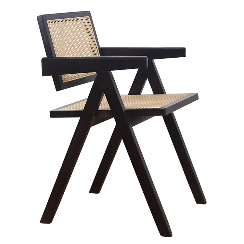 Contemporary Dining Arm Chair Matte Finish Solid Wood Open Back Chair Black 1 Piece Clearhalo ' kitchen&dining_furn' 'Dining Chairs' 'Dining Tables & Seating' 'dining_chair' 'furn' 'furn_dining_chair' 'Furniture' 'furniture_dining_chair' 'Kitchen & Dining Furniture' 'kitchen' 4524016
