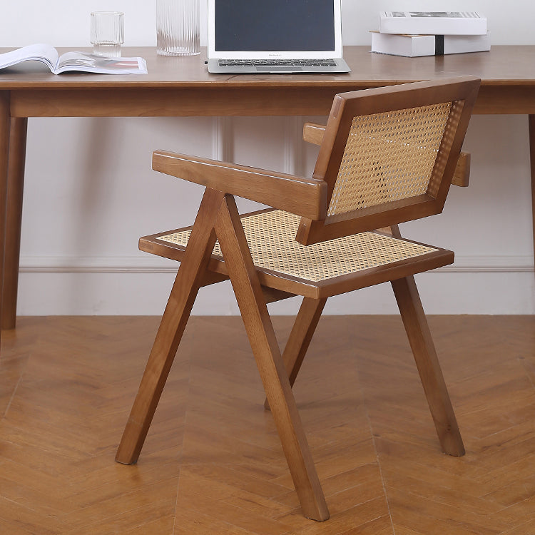 Contemporary Dining Arm Chair Matte Finish Solid Wood Open Back Chair Clearhalo ' kitchen&dining_furn' 'Dining Chairs' 'Dining Tables & Seating' 'dining_chair' 'furn' 'furn_dining_chair' 'Furniture' 'furniture_dining_chair' 'Kitchen & Dining Furniture' 'kitchen' 4524020