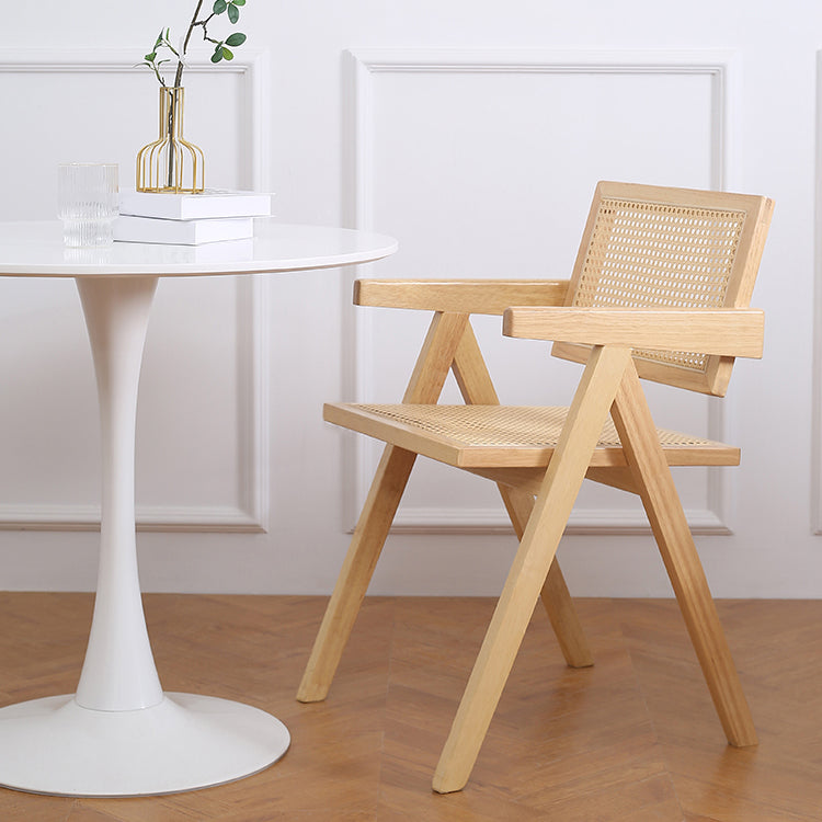 Contemporary Dining Arm Chair Matte Finish Solid Wood Open Back Chair Clearhalo ' kitchen&dining_furn' 'Dining Chairs' 'Dining Tables & Seating' 'dining_chair' 'furn' 'furn_dining_chair' 'Furniture' 'furniture_dining_chair' 'Kitchen & Dining Furniture' 'kitchen' 4524021