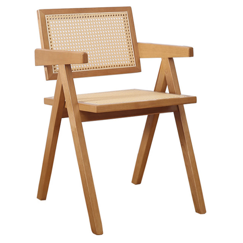 Contemporary Dining Arm Chair Matte Finish Solid Wood Open Back Chair Tan 1 Piece Clearhalo ' kitchen&dining_furn' 'Dining Chairs' 'Dining Tables & Seating' 'dining_chair' 'furn' 'furn_dining_chair' 'Furniture' 'furniture_dining_chair' 'Kitchen & Dining Furniture' 'kitchen' 4524022