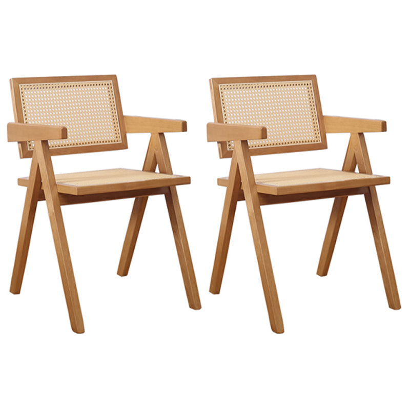 Contemporary Dining Arm Chair Matte Finish Solid Wood Open Back Chair Tan 2 Piece Set Clearhalo ' kitchen&dining_furn' 'Dining Chairs' 'Dining Tables & Seating' 'dining_chair' 'furn' 'furn_dining_chair' 'Furniture' 'furniture_dining_chair' 'Kitchen & Dining Furniture' 'kitchen' 4524023