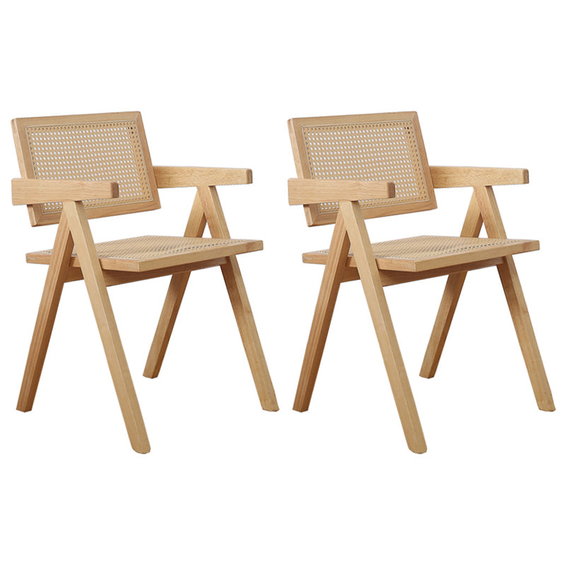 Contemporary Dining Arm Chair Matte Finish Solid Wood Open Back Chair Natural 2 Piece Set Clearhalo ' kitchen&dining_furn' 'Dining Chairs' 'Dining Tables & Seating' 'dining_chair' 'furn' 'furn_dining_chair' 'Furniture' 'furniture_dining_chair' 'Kitchen & Dining Furniture' 'kitchen' 4524029