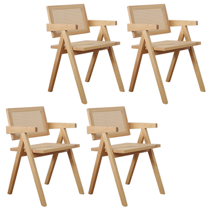 Contemporary Dining Arm Chair Matte Finish Solid Wood Open Back Chair Natural 4 Piece Set Clearhalo ' kitchen&dining_furn' 'Dining Chairs' 'Dining Tables & Seating' 'dining_chair' 'furn' 'furn_dining_chair' 'Furniture' 'furniture_dining_chair' 'Kitchen & Dining Furniture' 'kitchen' 4524031