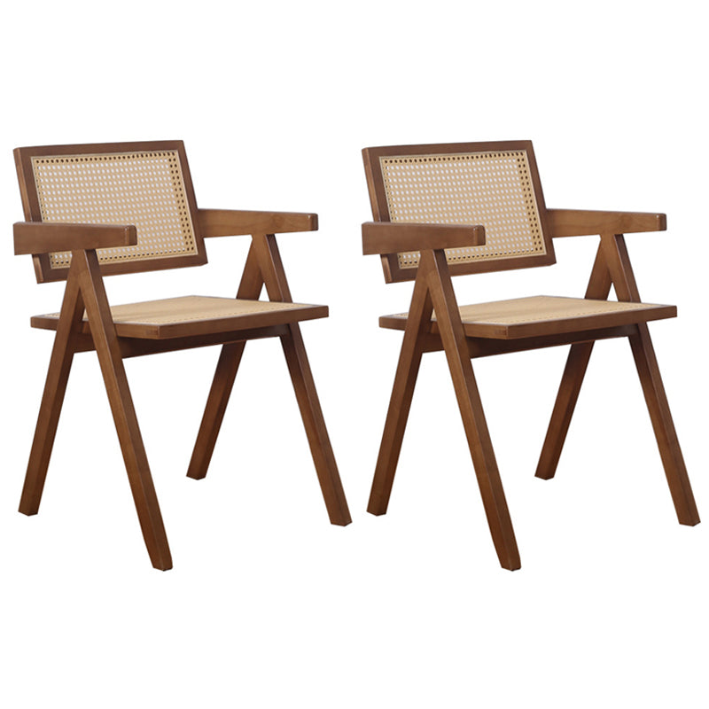 Contemporary Dining Arm Chair Matte Finish Solid Wood Open Back Chair Walnut 2 Piece Set Clearhalo ' kitchen&dining_furn' 'Dining Chairs' 'Dining Tables & Seating' 'dining_chair' 'furn' 'furn_dining_chair' 'Furniture' 'furniture_dining_chair' 'Kitchen & Dining Furniture' 'kitchen' 4524035