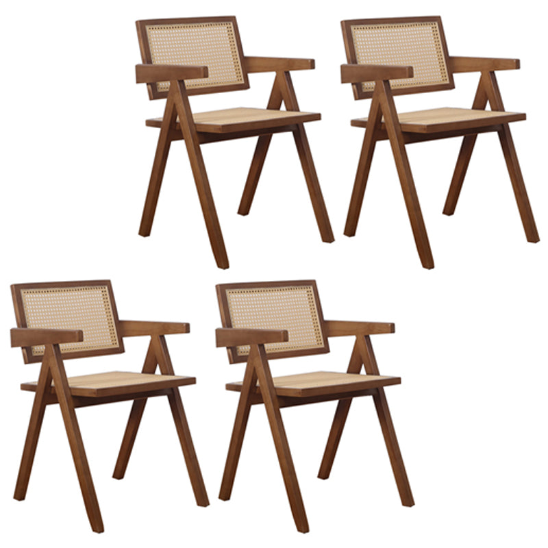 Contemporary Dining Arm Chair Matte Finish Solid Wood Open Back Chair Walnut 4 Piece Set Clearhalo ' kitchen&dining_furn' 'Dining Chairs' 'Dining Tables & Seating' 'dining_chair' 'furn' 'furn_dining_chair' 'Furniture' 'furniture_dining_chair' 'Kitchen & Dining Furniture' 'kitchen' 4524037