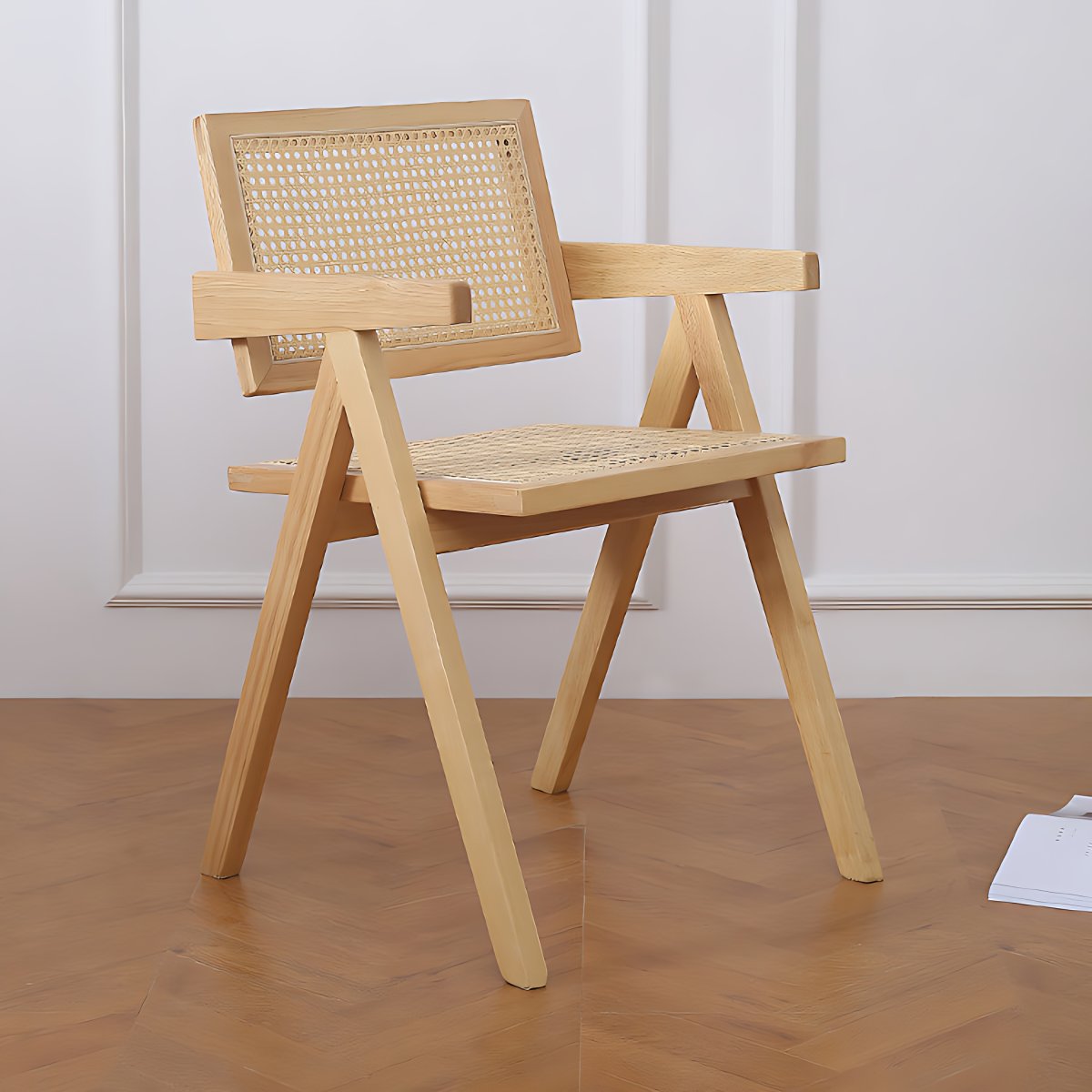 Contemporary Dining Arm Chair Matte Finish Solid Wood Open Back Chair ...