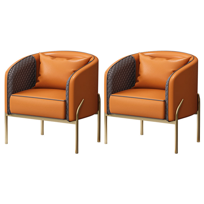 Nordic Style Metal Dining Room Chair Armless Upholstered Side Chairs for Home Use Orange 2 Piece Set Clearhalo ' kitchen&dining_furn' 'Dining Chairs' 'Dining Tables & Seating' 'dining_chair' 'furn' 'furn_dining_chair' 'Furniture' 'furniture_dining_chair' 'Kitchen & Dining Furniture' 'kitchen' 4524051