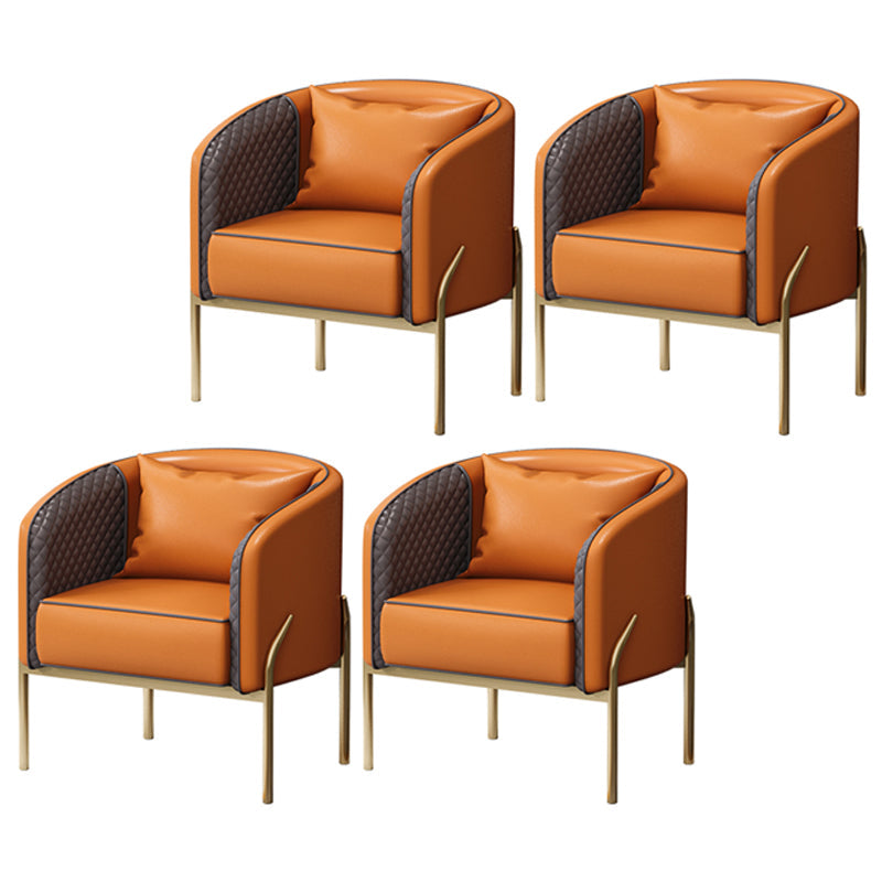 Nordic Style Metal Dining Room Chair Armless Upholstered Side Chairs for Home Use Orange 4 Piece Set Clearhalo ' kitchen&dining_furn' 'Dining Chairs' 'Dining Tables & Seating' 'dining_chair' 'furn' 'furn_dining_chair' 'Furniture' 'furniture_dining_chair' 'Kitchen & Dining Furniture' 'kitchen' 4524052