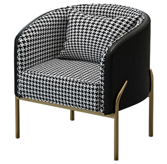 Nordic Style Metal Dining Room Chair Armless Upholstered Side Chairs for Home Use Black-White 1 Piece Clearhalo ' kitchen&dining_furn' 'Dining Chairs' 'Dining Tables & Seating' 'dining_chair' 'furn' 'furn_dining_chair' 'Furniture' 'furniture_dining_chair' 'Kitchen & Dining Furniture' 'kitchen' 4524055