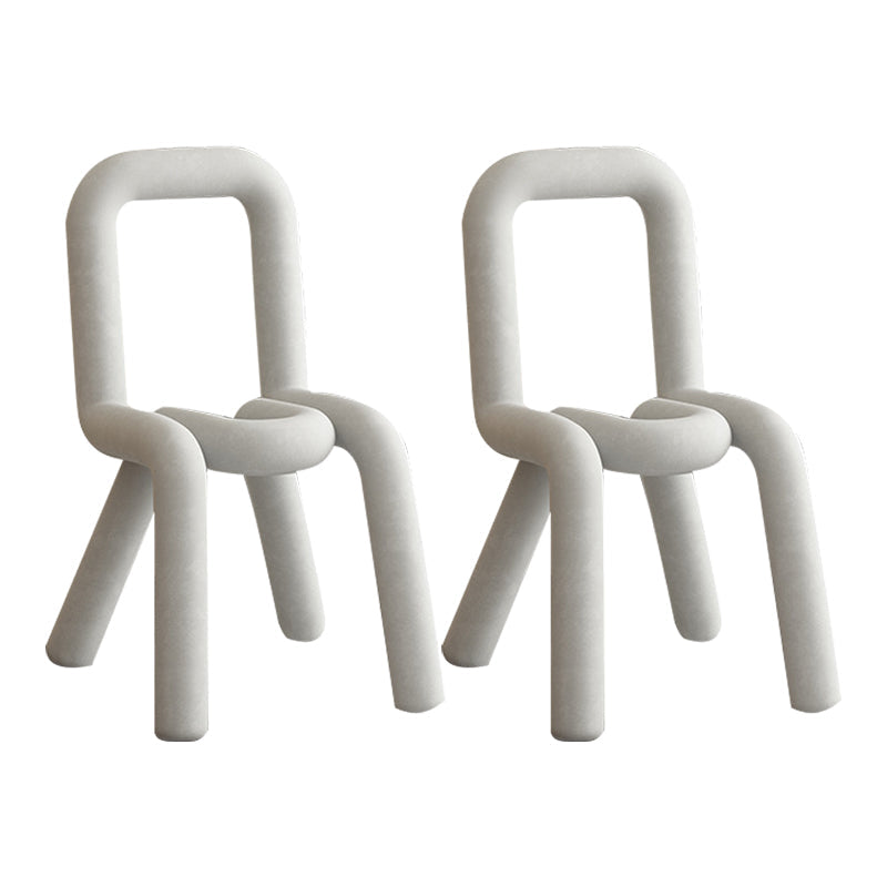 Designer Style Velvet Curved Side Chair Matte Finish Open Back Dining Chair White 2 Piece Set Clearhalo ' kitchen&dining_furn' 'Dining Chairs' 'Dining Tables & Seating' 'dining_chair' 'furn' 'furn_dining_chair' 'Furniture' 'furniture_dining_chair' 'Kitchen & Dining Furniture' 'kitchen' 4524071