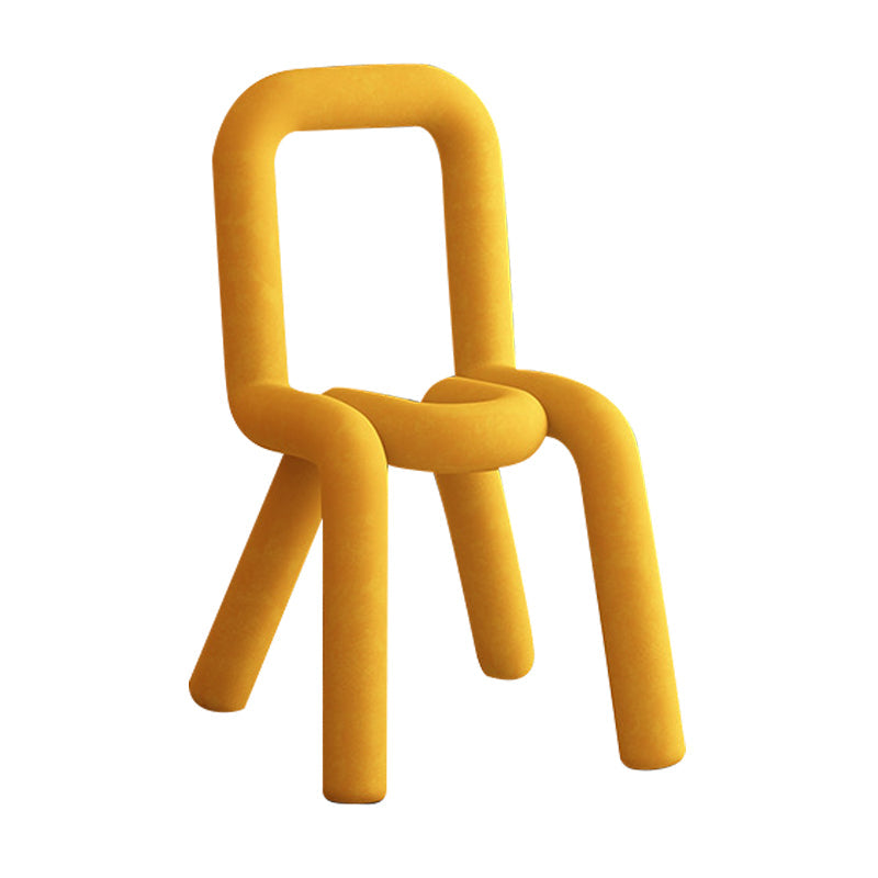 Designer Style Velvet Curved Side Chair Matte Finish Open Back Dining Chair Yellow 1 Piece Clearhalo ' kitchen&dining_furn' 'Dining Chairs' 'Dining Tables & Seating' 'dining_chair' 'furn' 'furn_dining_chair' 'Furniture' 'furniture_dining_chair' 'Kitchen & Dining Furniture' 'kitchen' 4524075