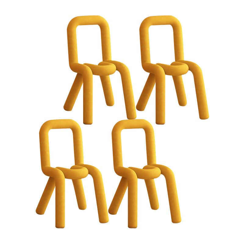 Designer Style Velvet Curved Side Chair Matte Finish Open Back Dining Chair Yellow 4 Piece Set Clearhalo ' kitchen&dining_furn' 'Dining Chairs' 'Dining Tables & Seating' 'dining_chair' 'furn' 'furn_dining_chair' 'Furniture' 'furniture_dining_chair' 'Kitchen & Dining Furniture' 'kitchen' 4524078