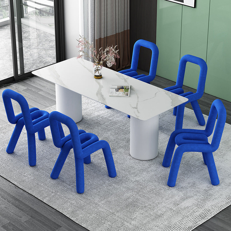 Designer Style Velvet Curved Side Chair Matte Finish Open Back Dining Chair Clearhalo ' kitchen&dining_furn' 'Dining Chairs' 'Dining Tables & Seating' 'dining_chair' 'furn' 'furn_dining_chair' 'Furniture' 'furniture_dining_chair' 'Kitchen & Dining Furniture' 'kitchen' 4524082