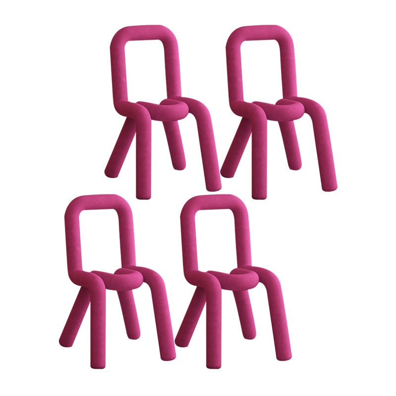 Designer Style Velvet Curved Side Chair Matte Finish Open Back Dining Chair Rose Red 4 Piece Set Clearhalo ' kitchen&dining_furn' 'Dining Chairs' 'Dining Tables & Seating' 'dining_chair' 'furn' 'furn_dining_chair' 'Furniture' 'furniture_dining_chair' 'Kitchen & Dining Furniture' 'kitchen' 4524089