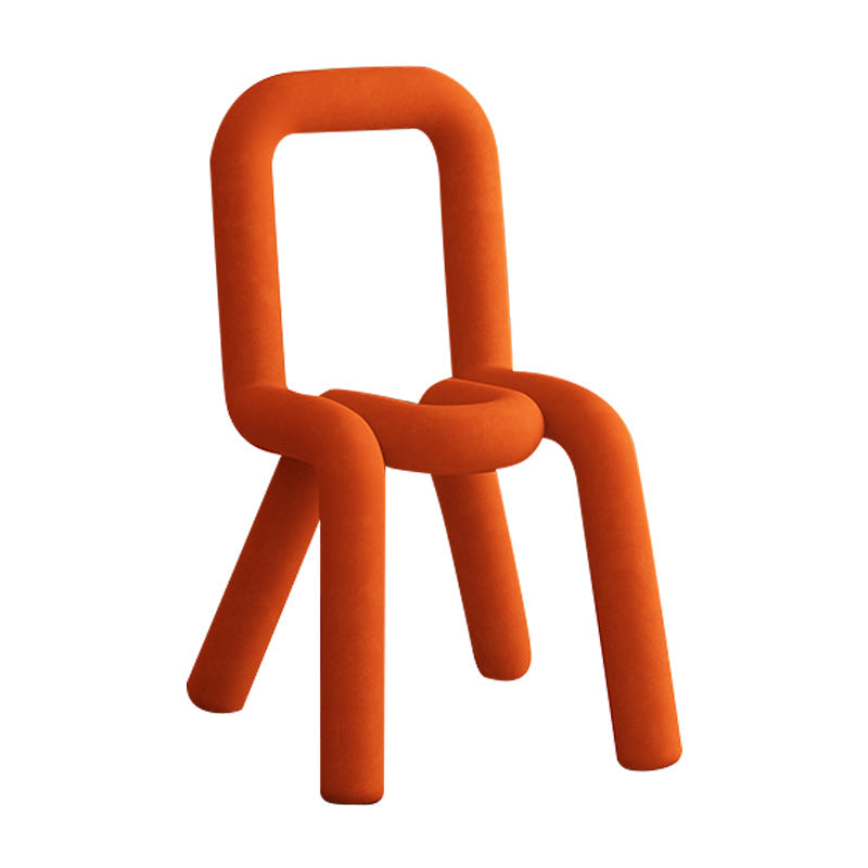 Designer Style Velvet Curved Side Chair Matte Finish Open Back Dining Chair Orange 1 Piece Clearhalo ' kitchen&dining_furn' 'Dining Chairs' 'Dining Tables & Seating' 'dining_chair' 'furn' 'furn_dining_chair' 'Furniture' 'furniture_dining_chair' 'Kitchen & Dining Furniture' 'kitchen' 4524090