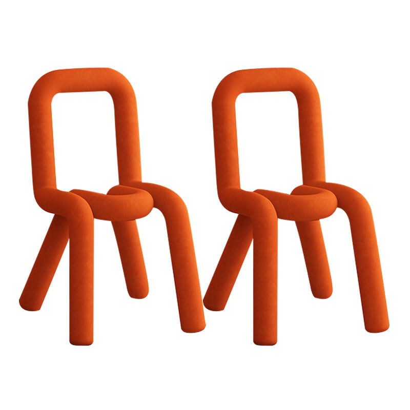 Designer Style Velvet Curved Side Chair Matte Finish Open Back Dining Chair Orange 2 Piece Set Clearhalo ' kitchen&dining_furn' 'Dining Chairs' 'Dining Tables & Seating' 'dining_chair' 'furn' 'furn_dining_chair' 'Furniture' 'furniture_dining_chair' 'Kitchen & Dining Furniture' 'kitchen' 4524091