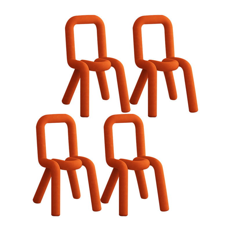 Designer Style Velvet Curved Side Chair Matte Finish Open Back Dining Chair Orange 4 Piece Set Clearhalo ' kitchen&dining_furn' 'Dining Chairs' 'Dining Tables & Seating' 'dining_chair' 'furn' 'furn_dining_chair' 'Furniture' 'furniture_dining_chair' 'Kitchen & Dining Furniture' 'kitchen' 4524092