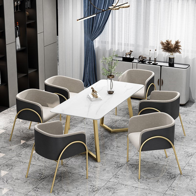 1/2/5/7 Pcs Metal Glam Style Dining Room Set with Rectangle Table Dinette Set Clearhalo 'Dining Room Sets' 'Dining Tables & Seating' 'dining_room_set' 'furn' 'furn_dining_room_set' 'Furniture' 'furniture_dining_room_set' 'Kitchen & Dining Furniture' 'kitchen&dining_furn' 'kitchen' 4524094