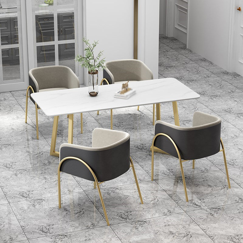 1/2/5/7 Pcs Metal Glam Style Dining Room Set with Rectangle Table Dinette Set 5 Pieces: Table, 4 Chairs Clearhalo 'Dining Room Sets' 'Dining Tables & Seating' 'dining_room_set' 'furn' 'furn_dining_room_set' 'Furniture' 'furniture_dining_room_set' 'Kitchen & Dining Furniture' 'kitchen&dining_furn' 'kitchen' 4524098