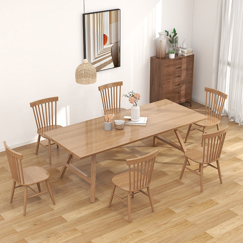 1/2/7 Pcs Pine Wood Modern Dining Room Set with Wooden Table and Chairs Dinette Set 7 Pieces: Table, 6 Brown Chairs Clearhalo 'Dining Room Sets' 'Dining Tables & Seating' 'dining_room_set' 'furn' 'furn_dining_room_set' 'Furniture' 'furniture_dining_room_set' 'Kitchen & Dining Furniture' 'kitchen&dining_furn' 'kitchen' 4524111