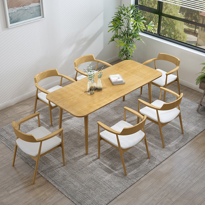 1/2/4/5/7 Pcs Pine Wood Modern Dining Set with Rectangle Table Dinette Set 7 Pieces: Table, 6 Chairs Clearhalo 'Dining Room Sets' 'Dining Tables & Seating' 'dining_room_set' 'furn' 'furn_dining_room_set' 'Furniture' 'furniture_dining_room_set' 'Kitchen & Dining Furniture' 'kitchen&dining_furn' 'kitchen' 4524139
