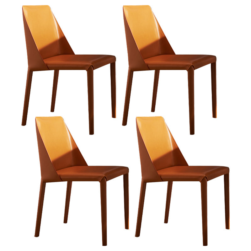 Contemporary 1/4/5/6 Pieces Dining Set Black Rectangle Dining Table Set 4 Orange Chairs Clearhalo 'Dining Room Sets' 'Dining Tables & Seating' 'dining_room_set' 'furn' 'furn_dining_room_set' 'Furniture' 'furniture_dining_room_set' 'Kitchen & Dining Furniture' 'kitchen&dining_furn' 'kitchen' 4524160