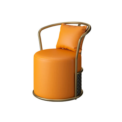 1/3/4 Pcs Metal Modern Dining Room Set with Round Table and Pedestal Base Dining Set 1 Orange Chair Clearhalo 'Dining Room Sets' 'Dining Tables & Seating' 'dining_room_set' 'furn' 'furn_dining_room_set' 'Furniture' 'furniture_dining_room_set' 'Kitchen & Dining Furniture' 'kitchen&dining_furn' 'kitchen' 4524183