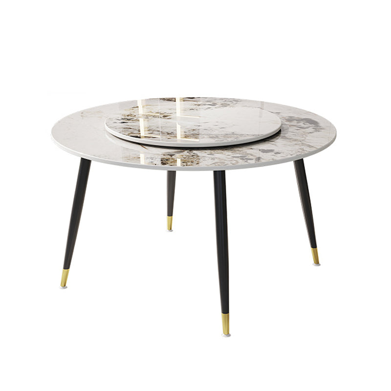 1/4/7 Pcs Metal Modern Dining Room Set with Round Table and Metal Legs Dining Set White-Gold 53"L x 53"W Clearhalo 'Dining Room Sets' 'Dining Tables & Seating' 'dining_room_set' 'furn' 'furn_dining_room_set' 'Furniture' 'furniture_dining_room_set' 'Kitchen & Dining Furniture' 'kitchen&dining_furn' 'kitchen' 4524200