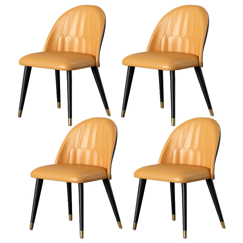 1/4/7 Pcs Metal Modern Dining Room Set with Round Table and Metal Legs Dining Set 4 Orange Chairs Clearhalo 'Dining Room Sets' 'Dining Tables & Seating' 'dining_room_set' 'furn' 'furn_dining_room_set' 'Furniture' 'furniture_dining_room_set' 'Kitchen & Dining Furniture' 'kitchen&dining_furn' 'kitchen' 4524204